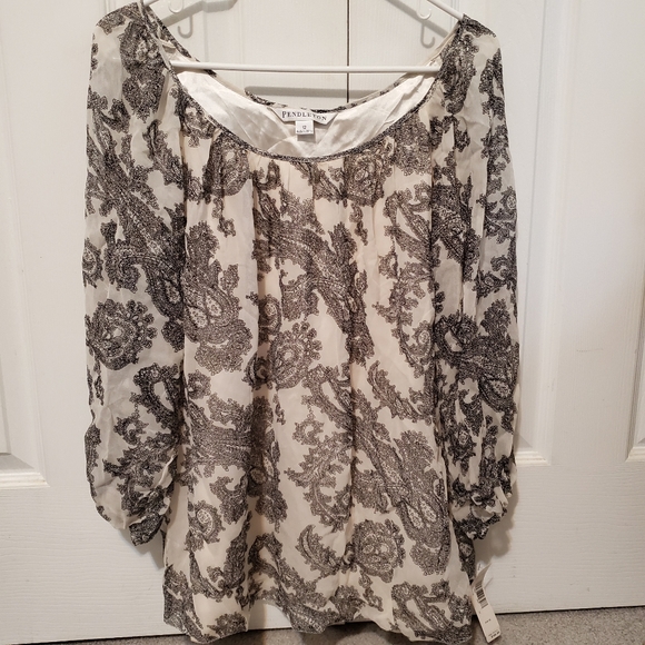 Pendleton Tops - NWT Pendleton Black Beige Long Sleeve Shirt, 12